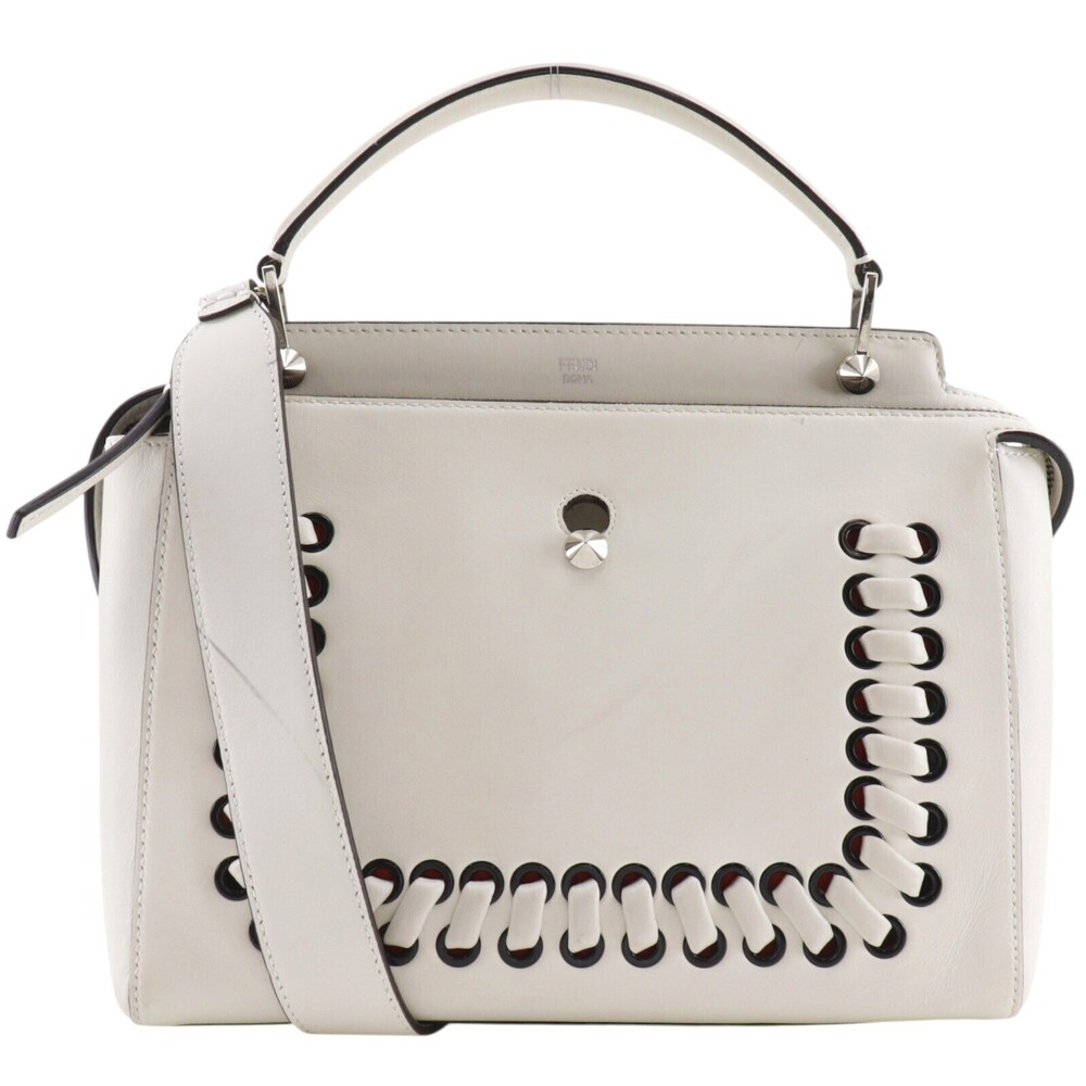 Fendi DotCom Convertible Satchel Whipstitch Leather Medium